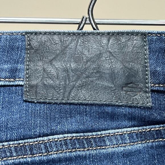 Harley Davidson Two Tone Baddie Jean Cut Off Shorts Size 30 - Picture 6 of 6